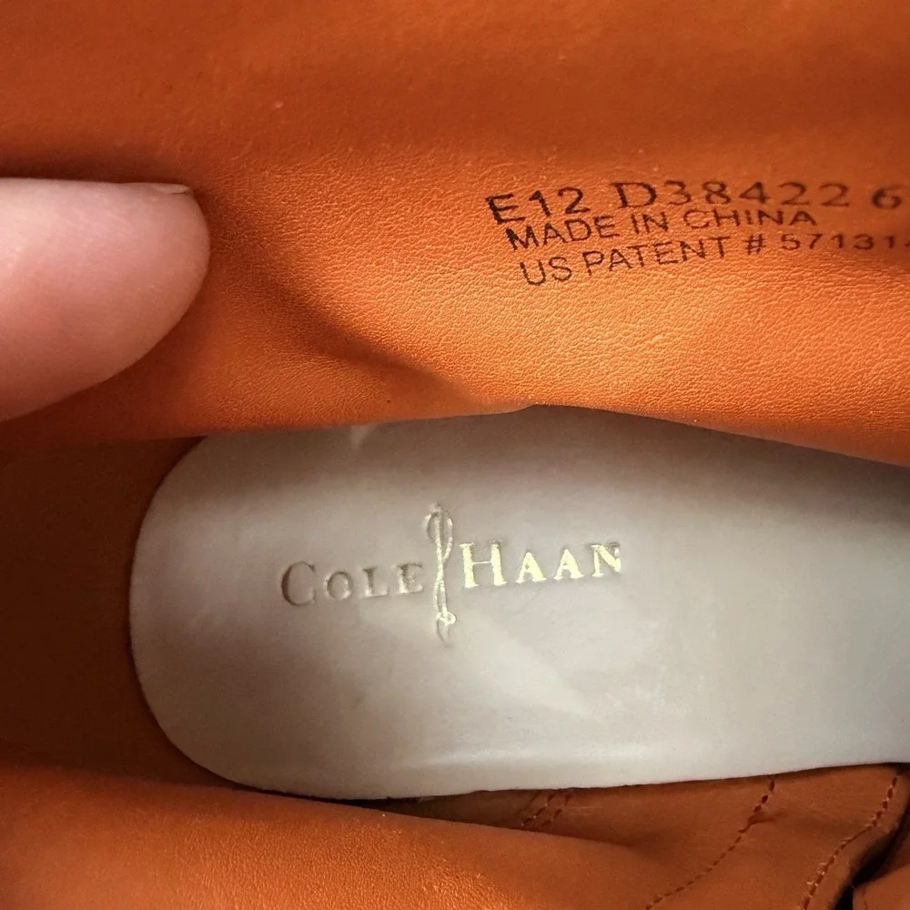 Cole Haan Women's Orange Suede Ankle Boots Block Heel Size‎ 8B Modern Classic
